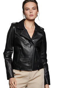 Chaqueta de Cuero Corta Personalizada para Mujer, Chaqueta Biker Corta OEM, Fabricante Mayorista - Product Image 4