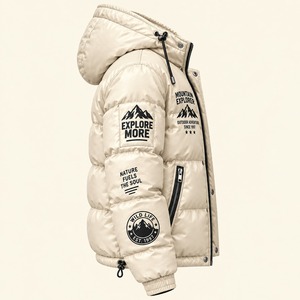Men's Hooded Down Bomber Jacket <b>Lightweight</b> Padded Outerwear Zip Up Casual Winter <b>Coat</b> - Product Image 2