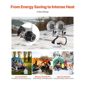 Riscaldatore a Propano da 30000 BTU con Riscaldamento Radiante a Infrarossi a 180 Gradi, 3 Impostazioni di Calore per Pesca sul Ghiaccio - Product Image 3