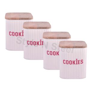 Cajas de Galletas Decorativas de Diseño Variado para Año Nuevo, Caja Redonda de Metal para Galletas con Tapa de Madera - Product Image 1