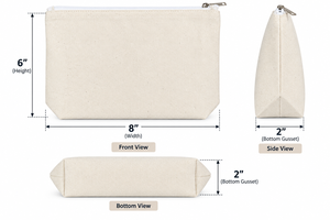 Pochette cosmétique en toile de taille moyenne avec fermeture éclair, style simple, pratique pour le maquillage - Product Image 2