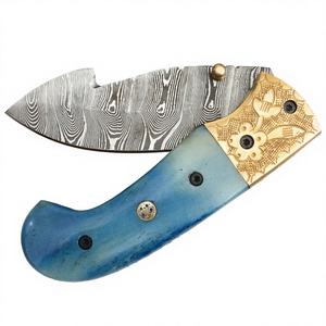 Couteau de poche pliant artisanal en acier Damas de haute qualité, personnalisable, manche en bois couleur OEM, multifonctionnel, qualité industrielle - Product Image 1