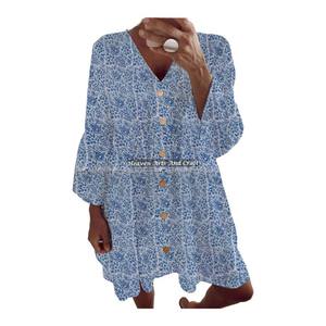 Abito estivo da donna in cotone etnico indiano con stampa a blocchi, stile dolce, perfetto per la spiaggia, idea regalo per lei. - Product Image 2