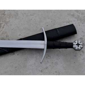 Épée décorative de chevalier templier médiéval avec fourreau en cuir - Product Image 6