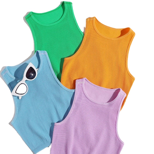 Débardeur FLW de haute qualité, sans couture, style streetwear, extensible, en tricot côtelé, sans manches, décontracté, pour femmes - Product Image 1