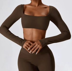 Camiseta Deportiva de Secado Rápido para Mujer, Estilo Crop Top, para Yoga y Running, Varios Colores Sólidos, Manga Larga, Venta al Por Mayor OEM - Product Image 5