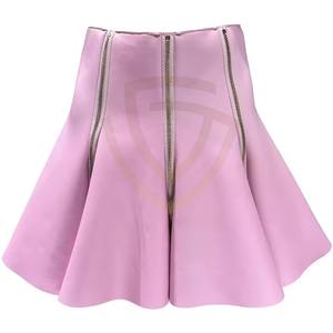 กระโปรงหนังแท้คุณภาพสูงขายดี งานสั่งทำ ODM สไตล์ลำลองสำหรับฤดูใบไม้ร่วง ความยาวระดับเข่า สำหรับผู้หญิง - Product Image 6