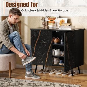 <b>Shoe</b> Cabinet - 3 Tier <b>Shoe</b> Rack with Door |Press Open 2 Door Engineered Wood <b>Shoes</b> Stand for Home - Product Image 4