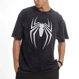 T-shirt Marvel Spider-Man délavé style rétro à manches courtes – Confortable et populaire pour homme, idéal pour l'été et le sport - Product Image 5
