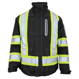 เสื้อแจ็คเก็ตสะท้อนแสงสำหรับผู้ชาย ได้รับการรับรองมาตรฐาน CE/EU ผ้าโพลีเอสเตอร์กันน้ำแบบ Rip-Stop สำหรับงานก่อสร้าง  แบบมีฮู้ด - Product Image 2