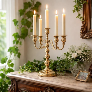 Polished silver metal three <b>light</b> candelabra stand with elegant curved scroll arms, available at wholesale prices. - Product Image 2