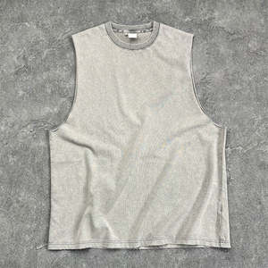 เสื้อกล้ามทรงเข้ารูปพิมพ์ลายกราฟิกแบบย้อมสีเอซิดสั่งทำพิเศษ เสื้อกั๊กออกกำลังกายทรงโอเวอร์ไซส์แบบสั่งตัด เสื้อยืดแขนกุดสไตล์วินเทจสตรีทแวร์สุดฮิตสำหรับผู้ชาย - Product Image 2