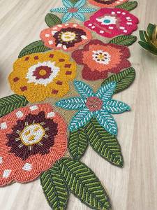 <b>Black</b> Gold Embroidered Floral Eco-Friendly Durable Luxury Table <b>Runner</b> Rectangle Fabric Handmade Mats - Product Image 4