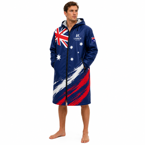 Chaqueta Parka Larga Personalizada con la Bandera Australiana, Impermeable, Cortavientos, con Capucha y Forro Polar, para Cambiarse en la Playa y Deportes al Aire Libre - Product Image 1