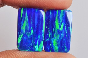 Pendientes de Ópalo Azul Fuego Natural Hechos a Mano 2026, 4 CTW, Corte Rectangular, Cabujón 15x10x2 MM, Gema Suelta para Joyería Fina - Product Image 2