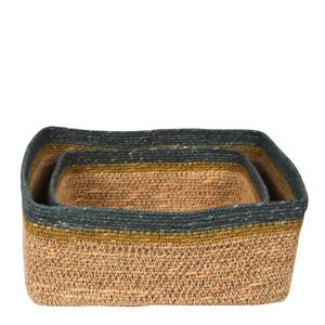 ชุดตะกร้าสานทรงสี่เหลี่ยม 2 ใบ พร้อมงานเย็บมือ ตะกร้าเก็บของ ขายส่ง เป็นมิตรกับสิ่งแวดล้อม ผลิตในเวียดนาม - Product Image 2