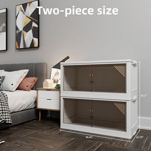 Confezione da 2 armadi di stoccaggio in plastica trasparente da 301qt 35.4 ''organizer per armadio contenitori pieghevoli per contenitori di stoccaggio anteriori aperti - Product Image 2