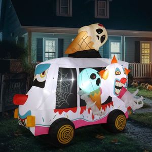 8ft Clown Ice Cream Truck Inflatable Halloween Outdoor Holiday Yard Decorations - Product Image 2