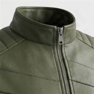 Blouson en cuir homme coupe ajustée style motard col montant décontracté printemps automne manteau mode vêtement d'extérieur couleur personnalisable - Product Image 4