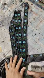 Hand Tooled <b>Leather</b> <b>Belts</b> with Floral Embossed Designs, Genuine <b>Leather</b> Western <b>Belts</b> with Decorative Buckles for Men and Women - Product Image 3