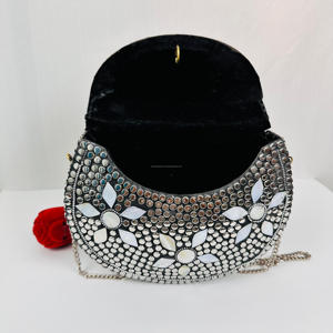 Bolso de mano de noche Floral de mosaico chapado en oro de aluminio de estilo antiguo bohemio indio Diseño de escultura pulida moderna personalizado - Product Image 1
