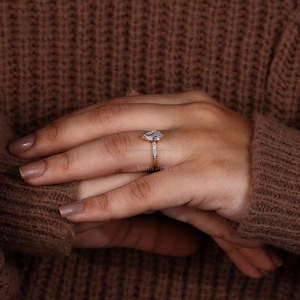 Igi แหวนเพชรที่ปลูกในห้องปฏิบัติการที่ได้รับการรับรองจากลูกแพร์คลาสสิกจรรยาบรรณครบรอบเครื่องประดับอินเทรนด์ของขวัญแหวนสำหรับเธอ - Product Image 5