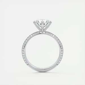 Anillo de compromiso Loren Pavé Solitaire con diamante redondo cultivado en laboratorio de 2.00 quilates y pavé Butterknife en oro blanco de 14k - Product Image 4