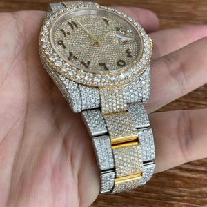 นาฬิกาฮิปฮอปหรูหราสองสีประดับเพชรโมอิสซาไนต์ VVS หน้าปัดแบบอารบิก ตัวเรือนสแตนเลสสตีล ระบบควอตซ์ ETA สำหรับผู้ชาย - Product Image 5