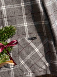 Blazer Gris a Cuadros Elegante para Mujer, con Cuello en Contraste Desmontable, Manga Larga, Estilo Shacket, Otoño Invierno SELENE - Product Image 5