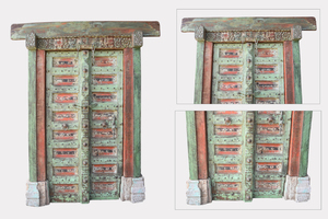 Haswani Handicrafts - Puerta de Madera Maciza Tallada a Mano de Primera Calidad con Marco, Diseño Tradicional Vintage - Product Image 3
