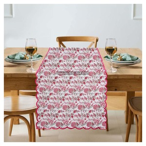 100% Cotton Multi-Color Modern Bohemian Jaipur Hand Block Print Woven Edge <b>Table</b> <b>Runner</b> Floral Print Eco-Friendly - Product Image 5