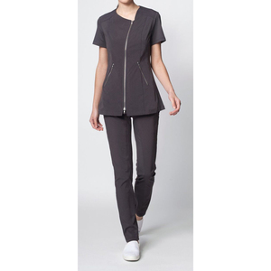 Uniformes de spa personnalisés de haute qualité en coton/polyester pour femmes, tuniques de salon de beauté avec poches et fermeture éclair - Product Image 4