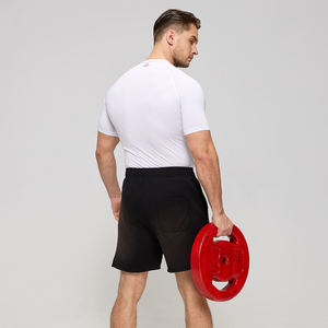 T-shirt de compression à manches courtes gris pour homme, coupe ajustée, séchage rapide, tissu jersey sportif, col rond, couleur unie, t-shirt d'entraînement - Product Image 6