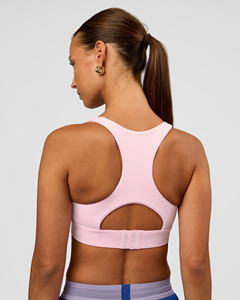 Soutien-gorge de sport rose à col carré avec bande large et dos nageur pour le yoga et l'entraînement physique - Product Image 2