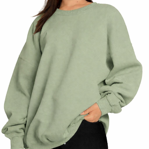 Custom Women Autumn/Winter Long Printed Oversized Sweatshirt Knitted Casual Lifestyle Wear Breathable Quick Dry Heavy Front - Product Image 5