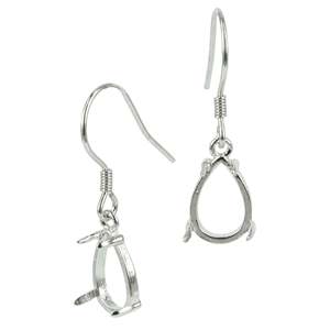Pendientes colgantes de plata de ley 925 con forma de pera, 100% pura y sólida, para mujer, con montura de cesta en blanco para la elaboración de joyas - Product Image 1