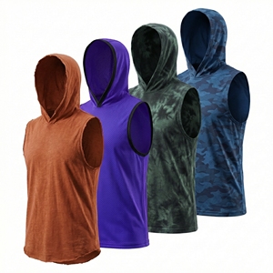 Athletic <b>Workout</b> Casual <b>Hoodies</b> Quick Dry Custom Logo Fitness Solid Color Cotton Gym Short Sleeves men's <b>hoodies</b> - Product Image 3