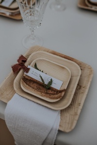 Hot Selling Biodegradable Palm Leaf <b>Plate</b> for Evening Tea Time and Snack Serving 8 Inches Square <b>Plates</b> Pack of 25 Fast Food Use - Product Image 2