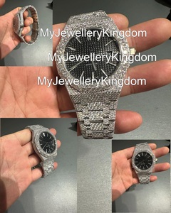 Montre de luxe en acier inoxydable avec cadran en verre de cristal et diamants Moissanite, étanche 10 bars, sans fermoir, élégante, idéale pour mariage et soirée - Product Image 4