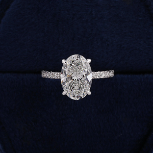 Anillo de compromiso clásico con diamante de corte ovalado para mujer, platino, color D, cultivado en laboratorio, certificado IGI - Product Image 6