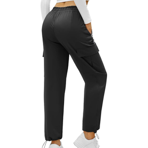 Pantalon cargo vintage pour femme, taille haute, avec cordon de serrage, coupe large, style streetwear, devant plat, décontracté et tendance - Product Image 5