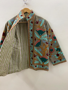 Wholesale Price Handmade Suzani Embroidered Velvet Jacket Women Short Winter <b>Coat</b> Button Boho Bomber Jacket Trendy <b>Top</b> Product - Product Image 2