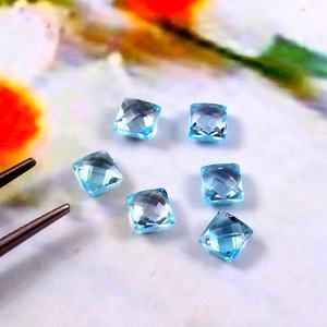 พลอยโทแพซสีฟ้าธรรมชาติขนาด 6x6 มม. รูปทรงสี่เหลี่ยมแบบบริโอเล็ตต์ ลายตารางหมากรุก ขนาดปรับเทียบแล้ว สำหรับทำเครื่องประดับ ขายส่งจำนวนมาก - Product Image 2