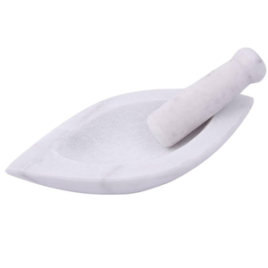 Mortero y Pilón de Mármol Natural Hechos a Mano, Utensilios de Cocina que Funcionan con Fuerza Manual - Product Image 1