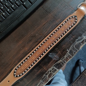 High Quality Designer Full Grain Cow Leather Dog <b>Collar</b> with Floral Pattern Padded Steel Buckle D-rings Feather Decoration - Product Image 6