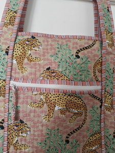 Sac de shopping en coton à imprimé floral, taille moyenne, avec poignée textile, fermeture éclair, sac de plage, usage quotidien - Product Image 5
