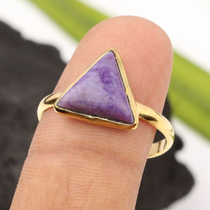 Latest Design Natural Charoite 10x10mm Triangle <b>Ring</b> 925 Sterling Silver 18K Gold Rhodium Eternity Vermeil <b>Dainty</b> Women's Party - Product Image 4