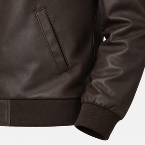 Veste bomber pour homme PRIMEFIELD ENTERPRISES, en polyester marron, écologique, respirante, col montant, fermeture éclair, coupe classique, style moto - Product Image 4