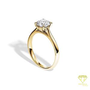 Anillo de Compromiso Solitario con Diamante Cultivado en Laboratorio de Corte Redondo en Oro Amarillo de 14K, Anillo de Promesa Minimalista para Mujer - Product Image 2