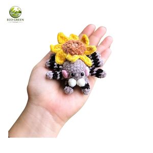 Handmade Cotton Crochet Amigurumi <b>Knitted</b> Doll Mini Pendant DIY Craft Accessory Christmas Gift Eco Green Vietnam - Product Image 6